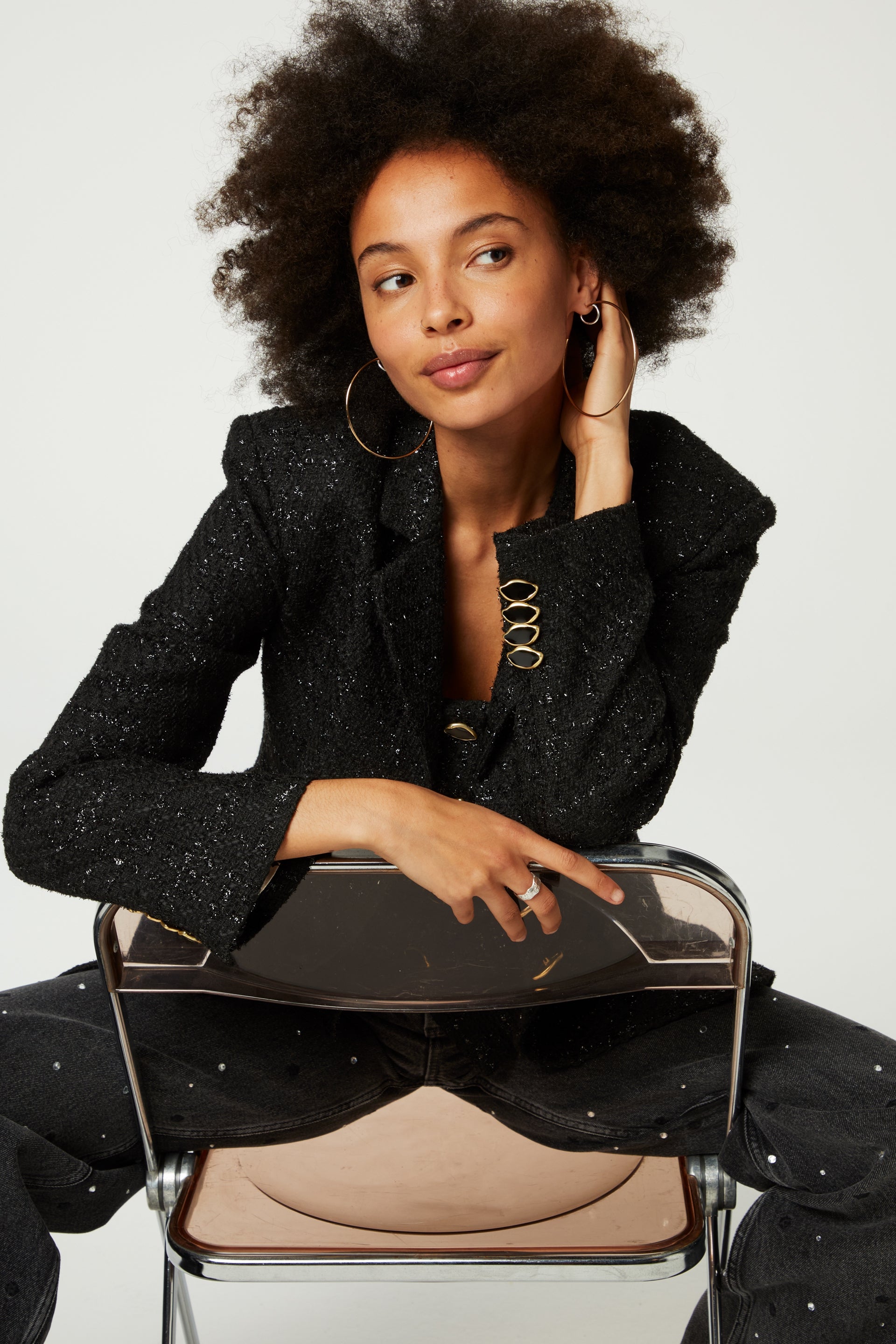 Cher Tweed Blazer | Black