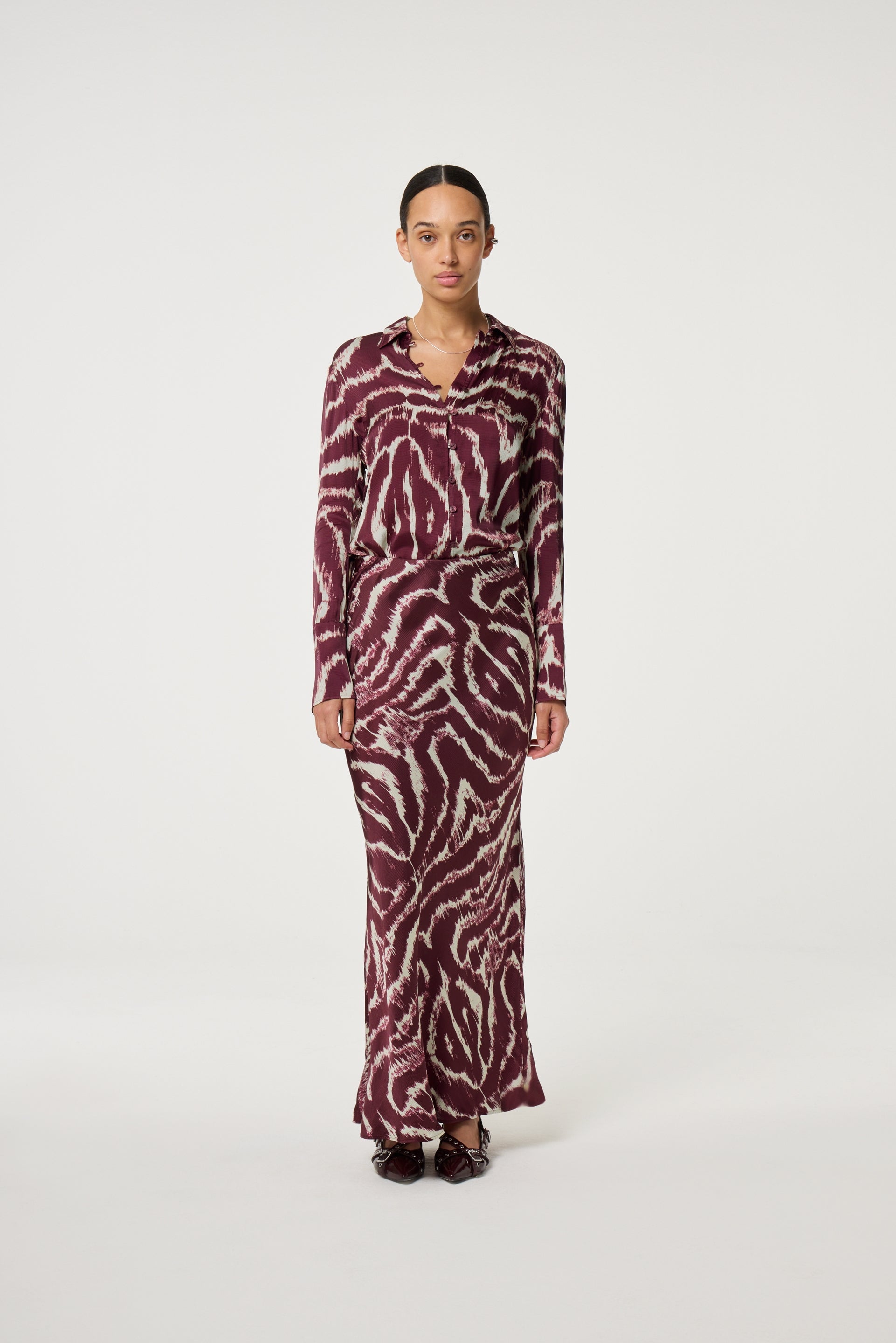 Kaia Blouse | Deep Burgundy/Creme