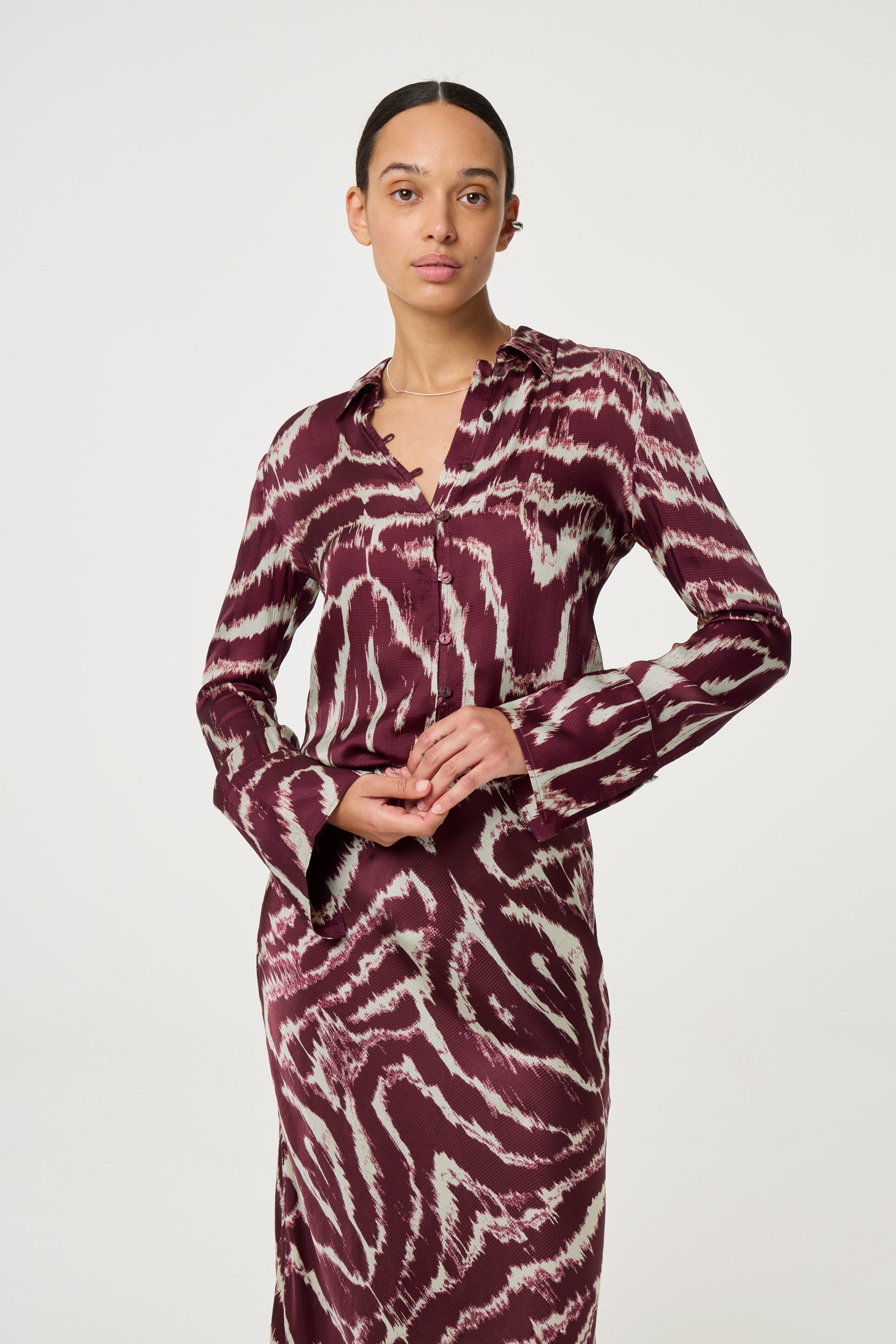 Kaia Blouse | Deep Burgundy/Creme