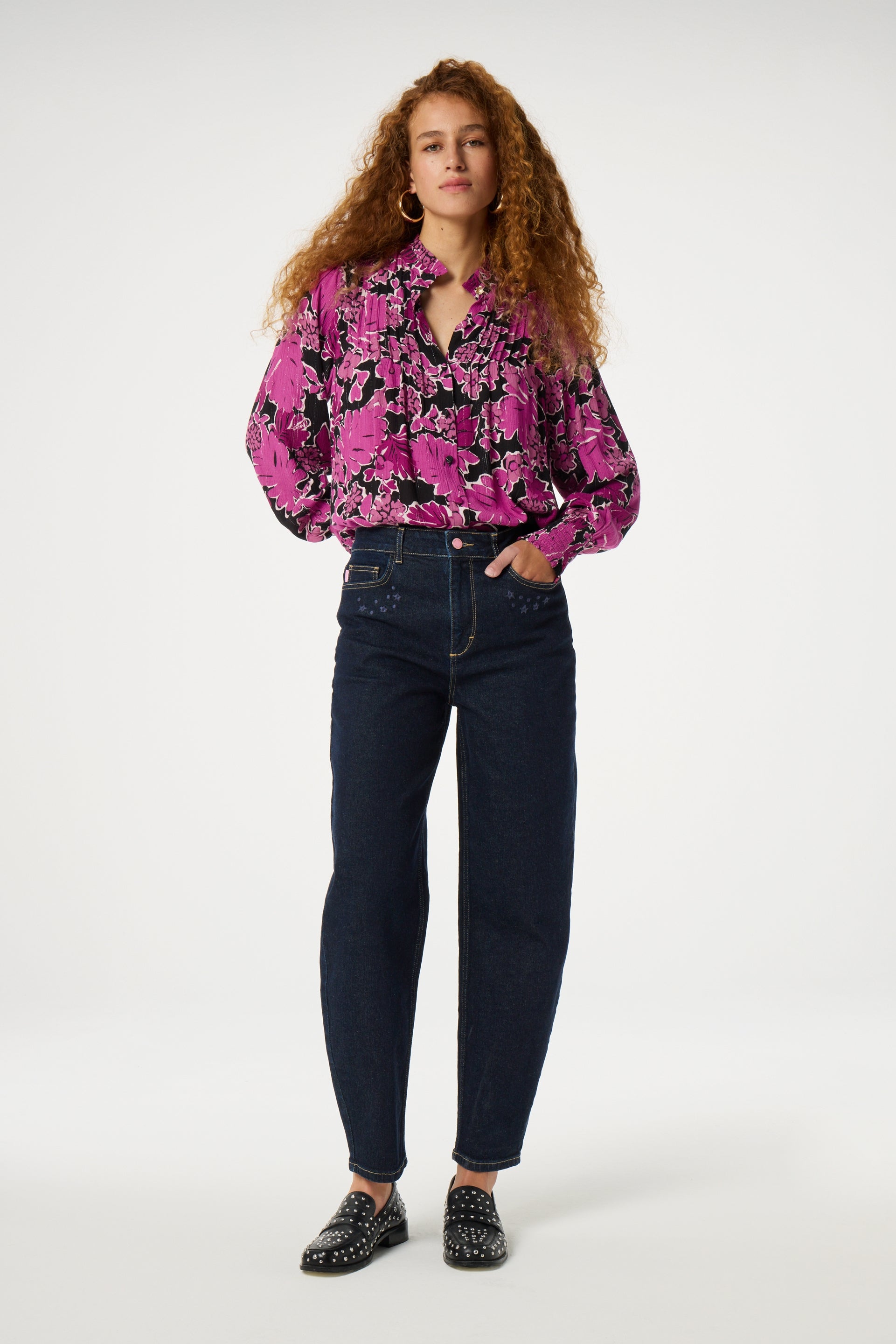 Lucky Blouse | Black/Raspberry