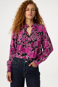 Lucky Blouse | Black/Raspberry