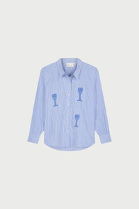 Alex Blouse | Warm White/Pool Blue