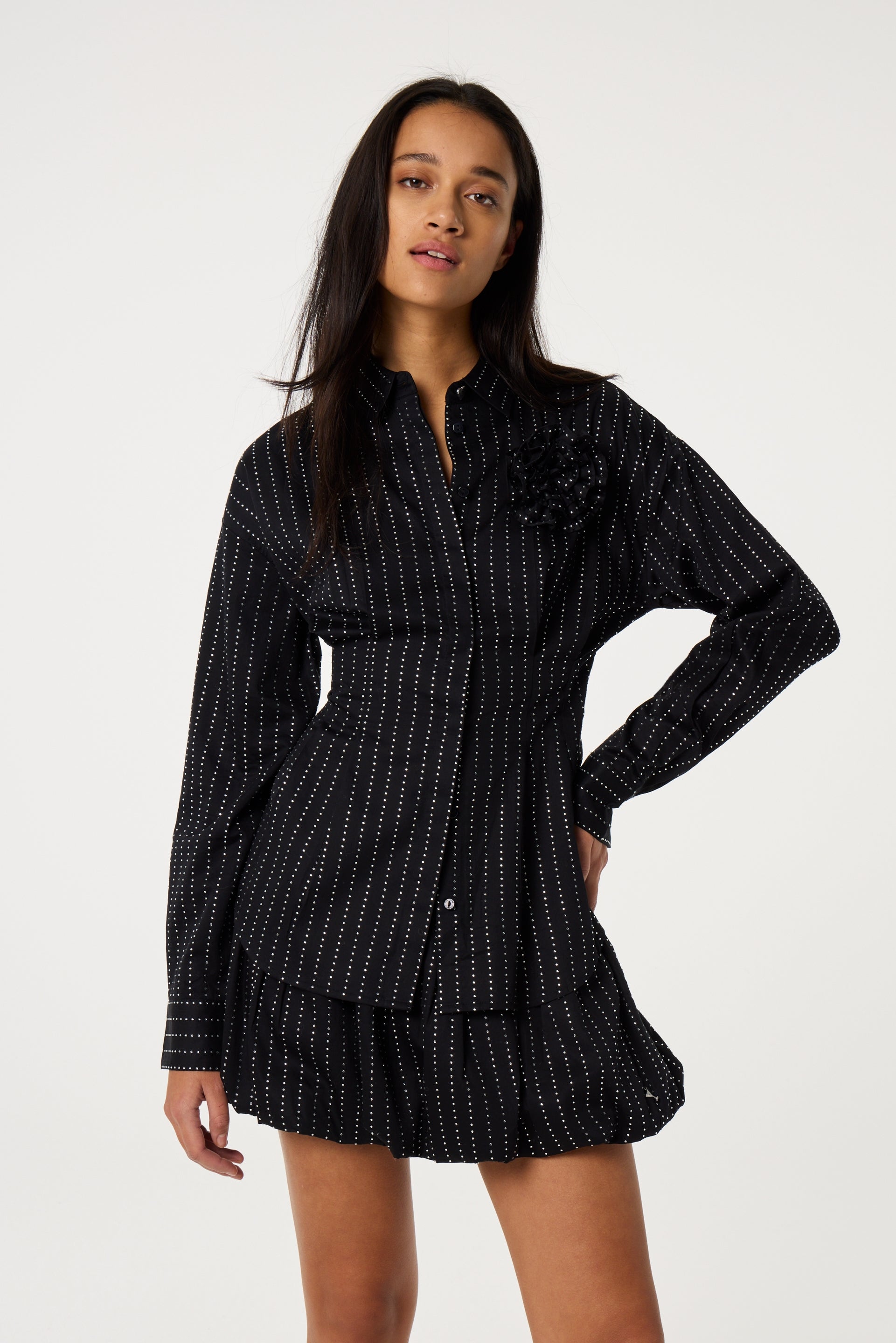 Irina Rhinestone Blouse | Black