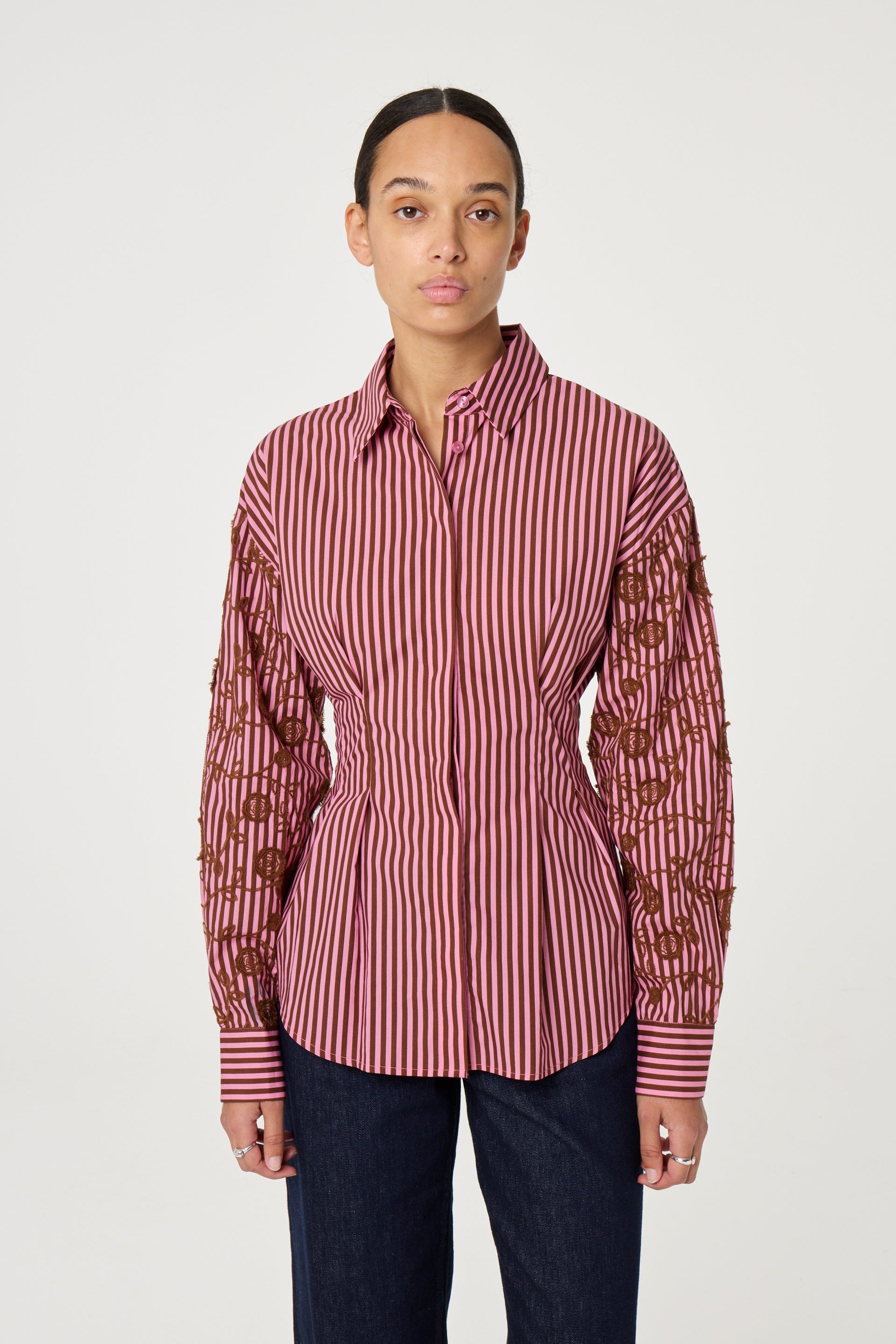 Rosey Blouse | Mocha Brown/Petal Pink