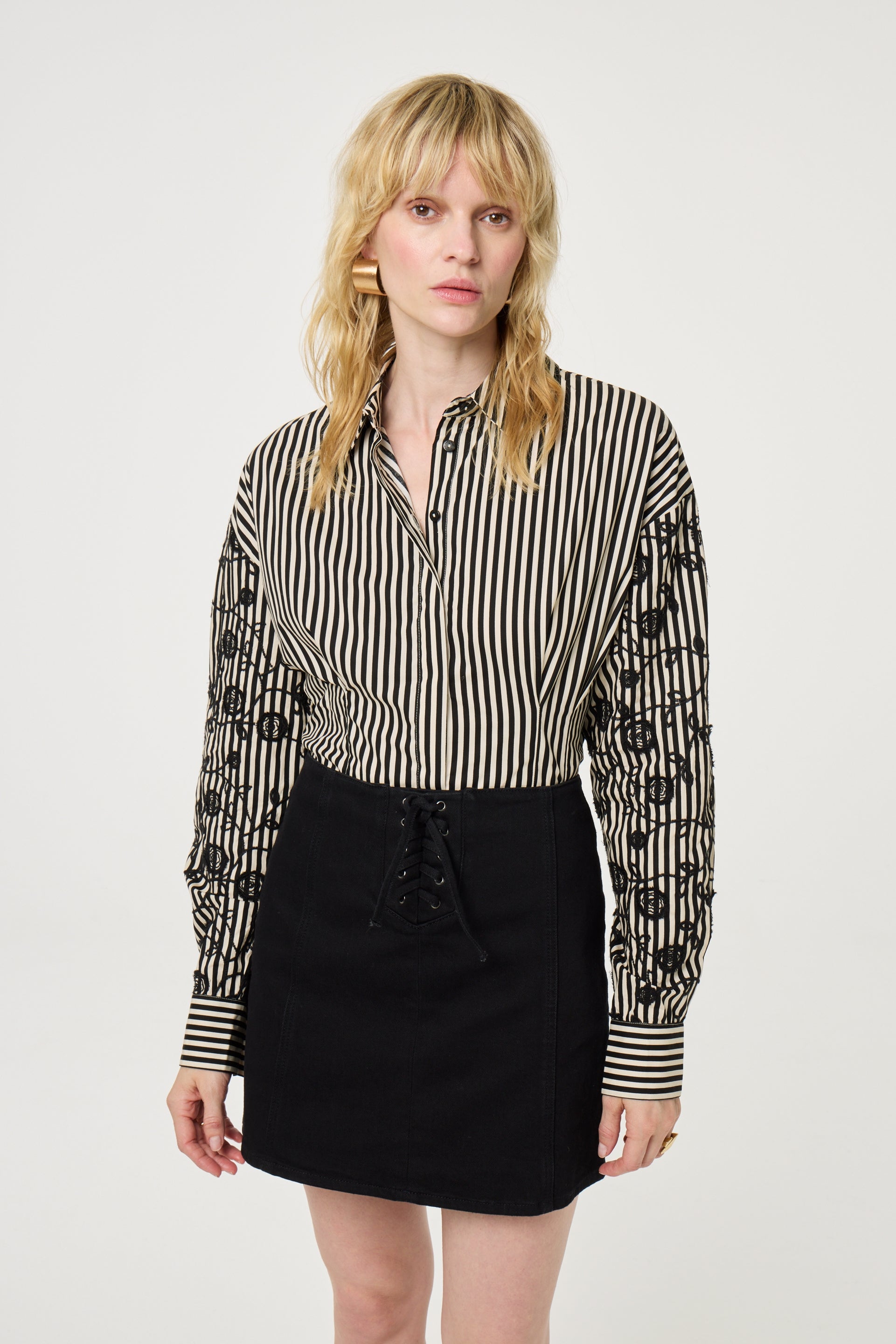 Rosey Blouse | Cosy White/Black Ink