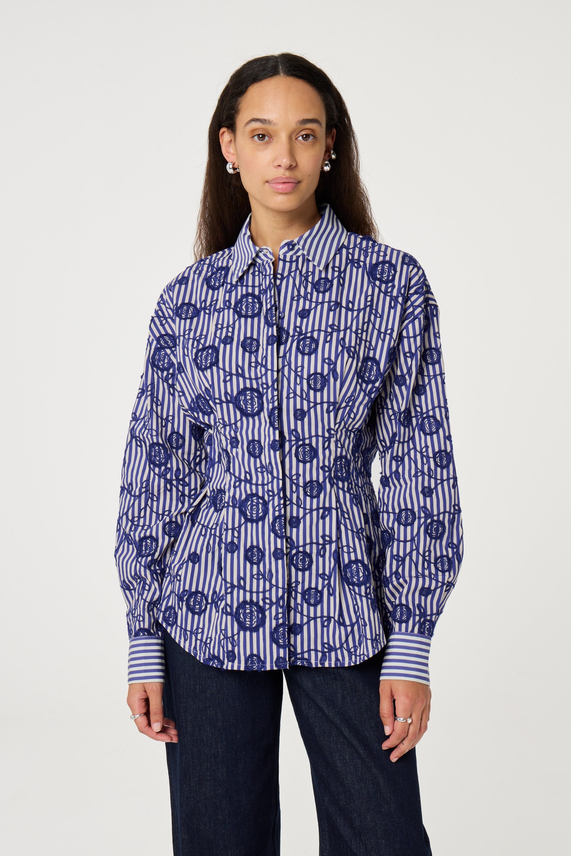 Rosina Blouse | Cosy White/Royal Cobalt