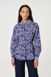 Rosina Blouse | Cosy White/Royal Cobalt
