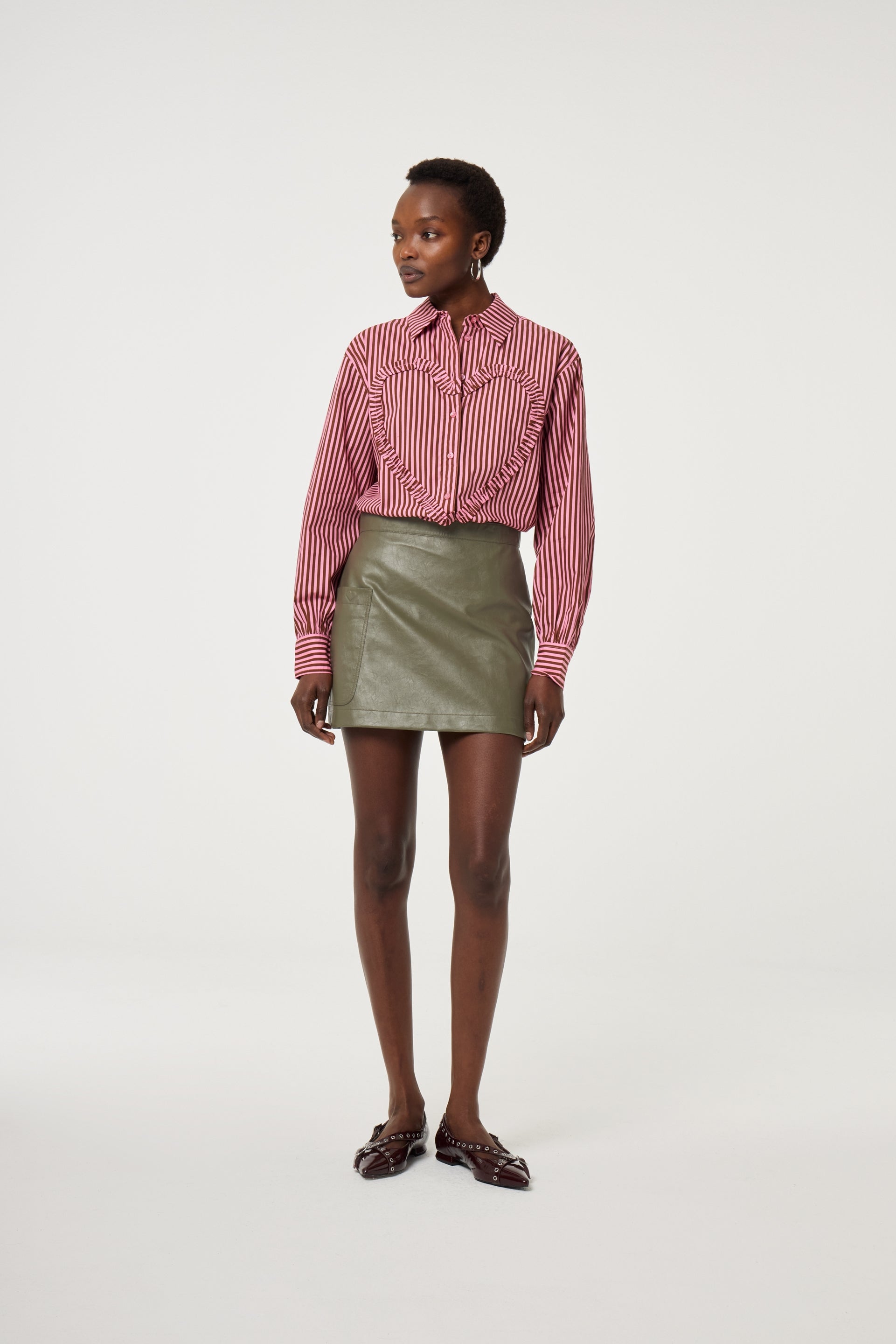 Alex Heart Blouse | Mocha Brown/Petal Pink