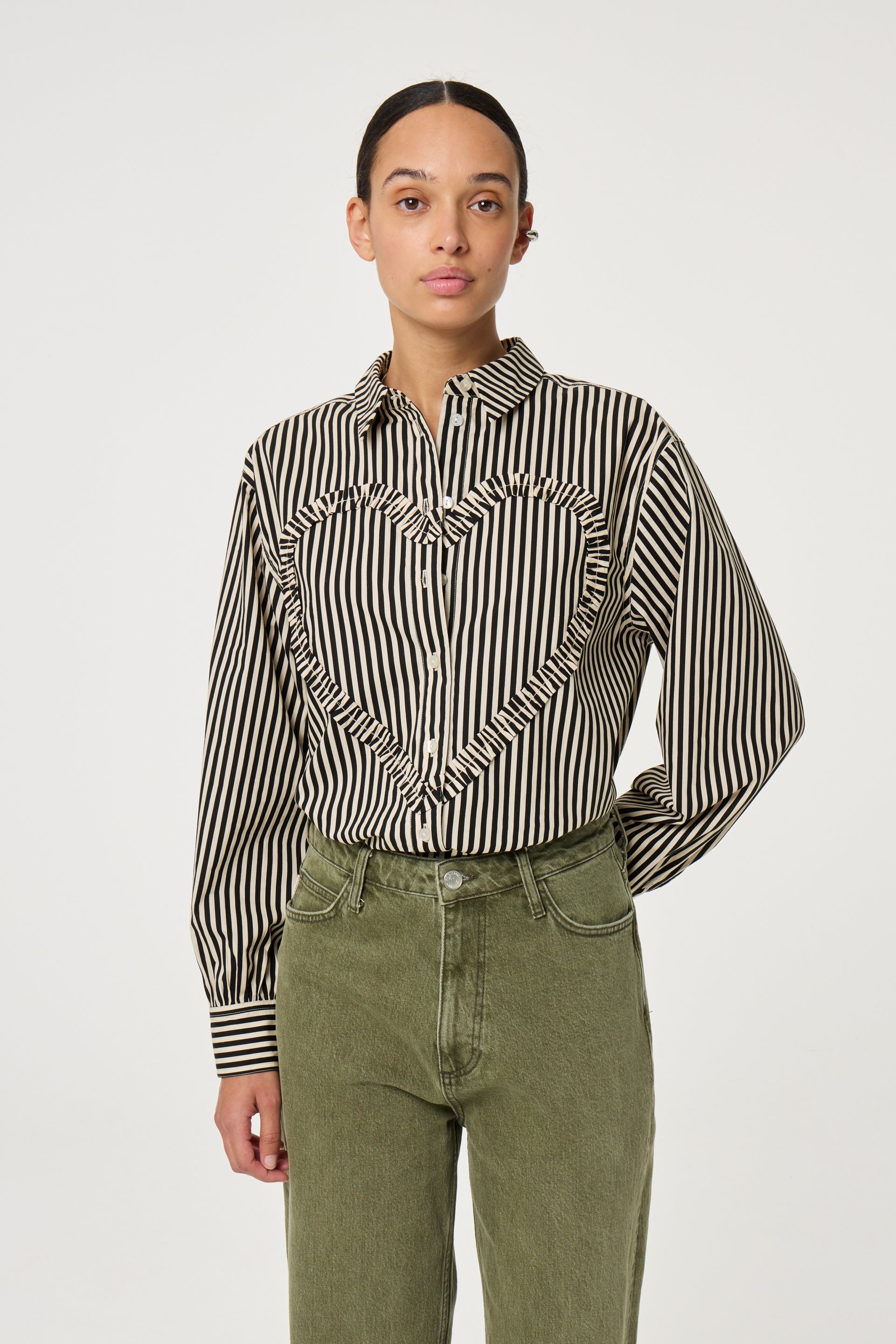 Alex Heart Blouse | Cosy White/Black Ink