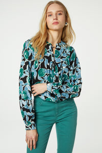 Resa Blouse | Black/Bottle Green