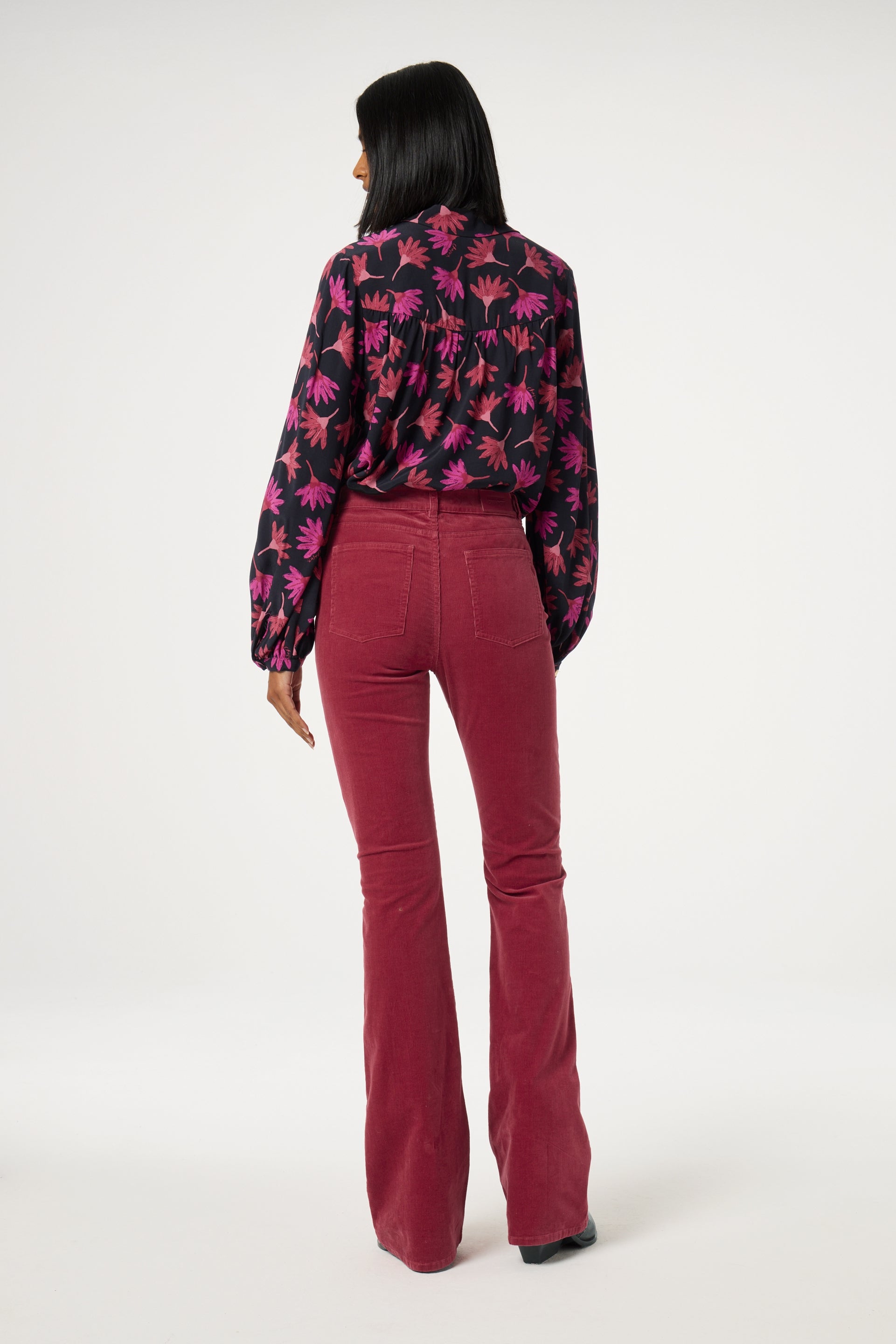 Liv Blouse | Black/Cerise Red