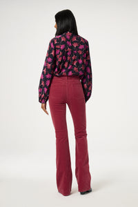 Liv Blouse | Black/Cerise Red