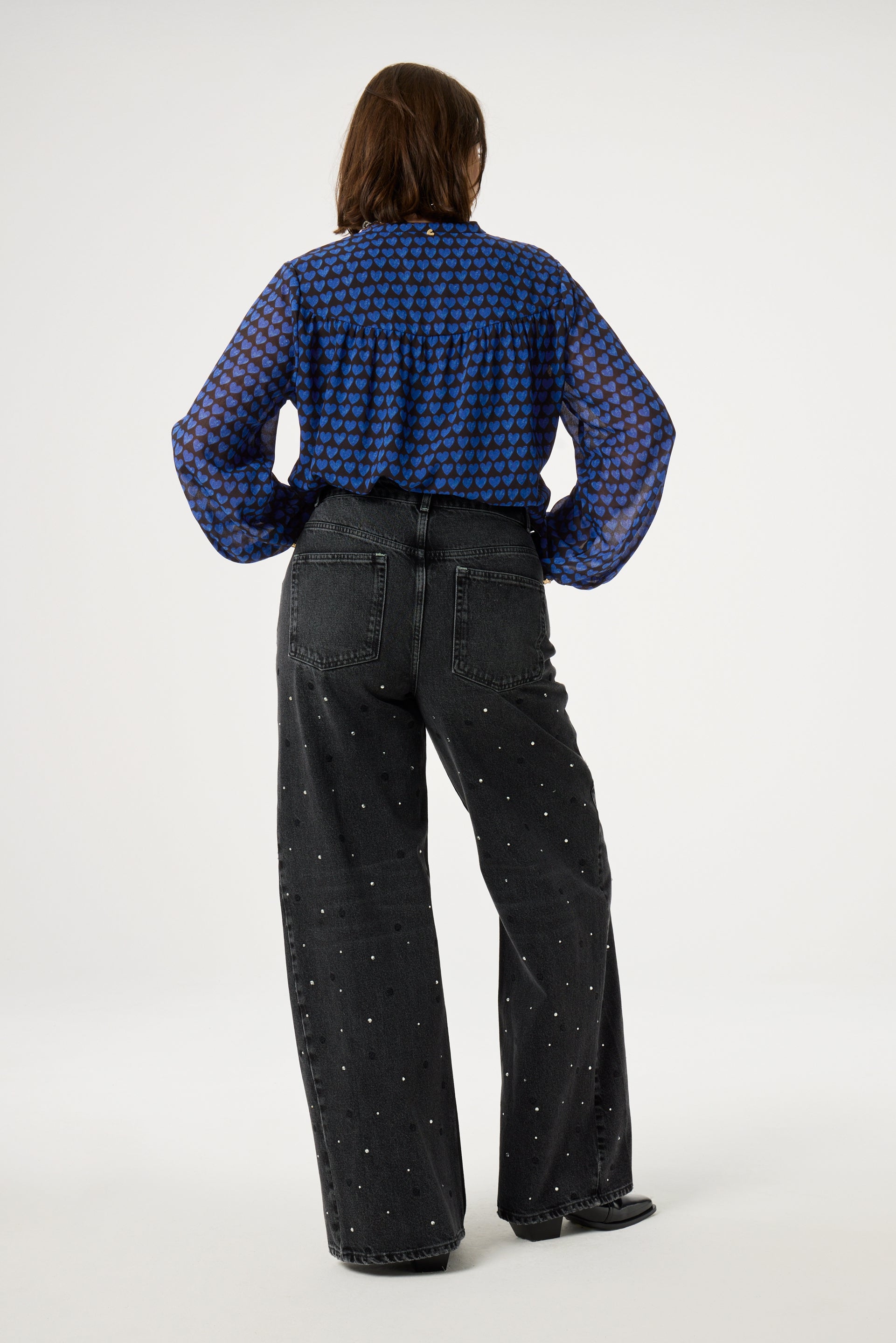 Frida Blouse | Black/Bright Blue
