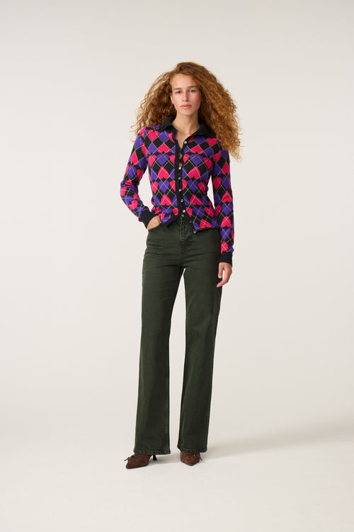 Jamie Cardigan | Scarab Green/Fab Fuchsia