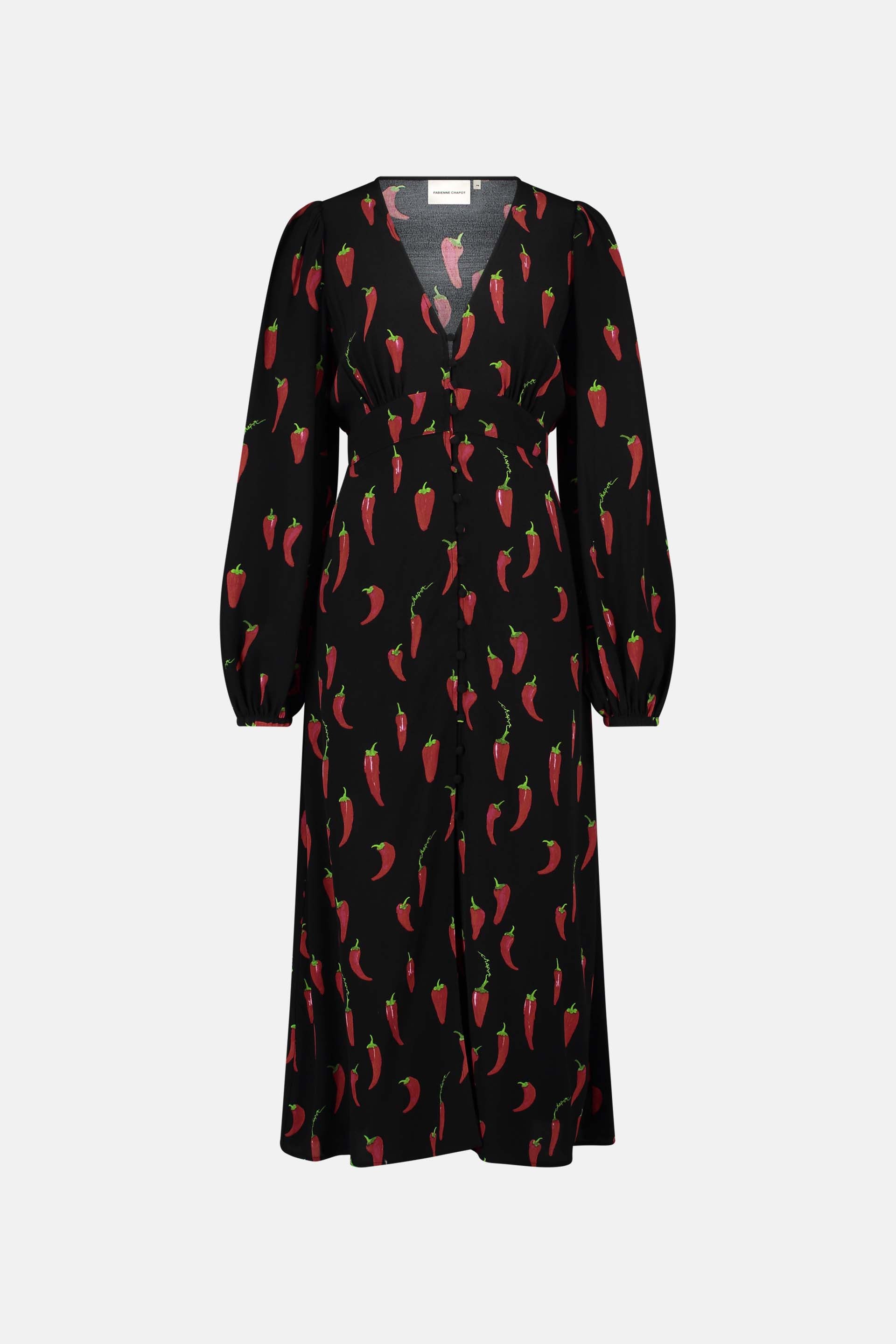 Ana Dress | Black/Red Hot Chilli