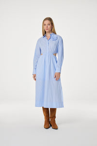Camila Dress | Warm White/Pool Blue