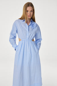 Camila Dress | Warm White/Pool Blue