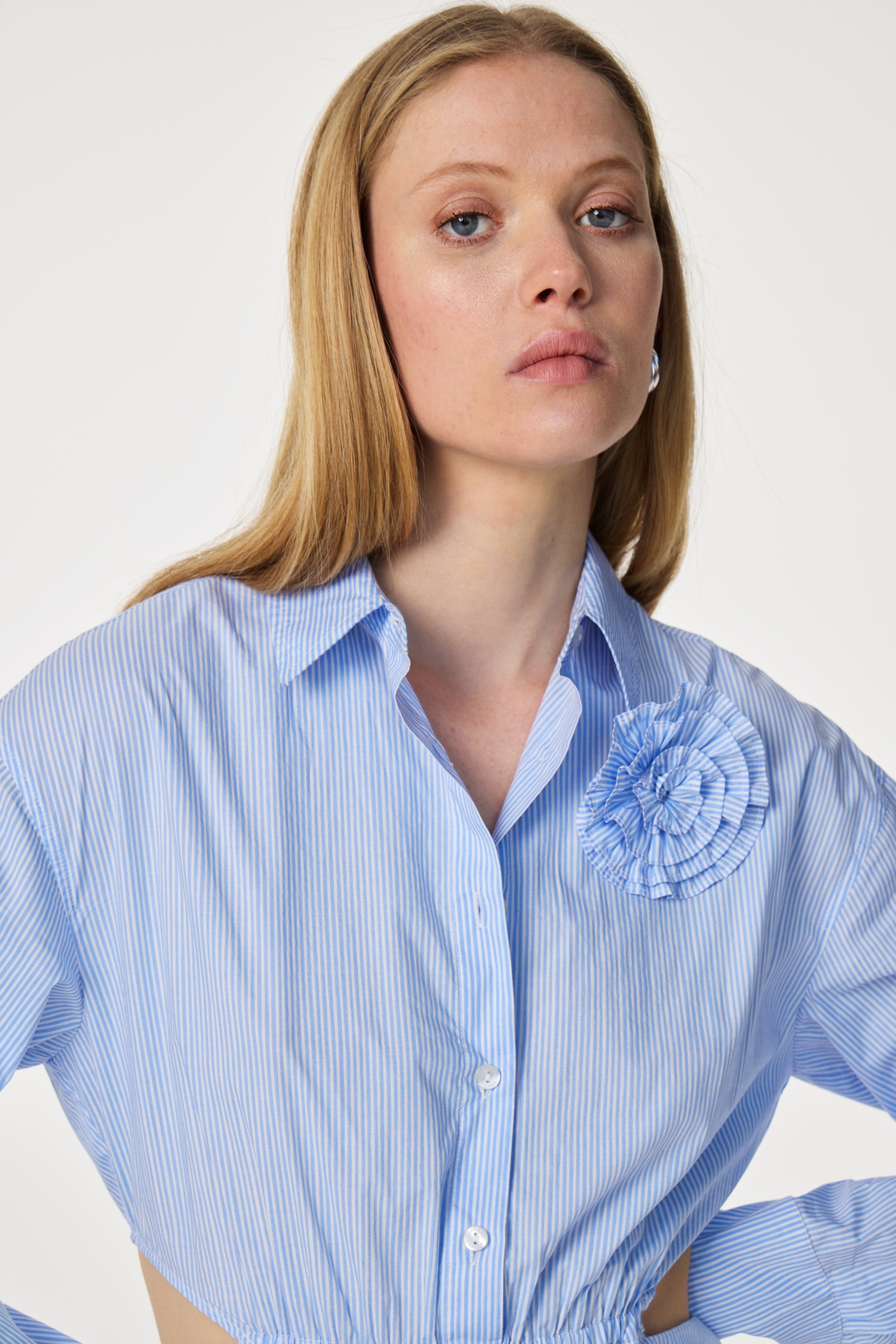 Camila Dress | Warm White/Pool Blue