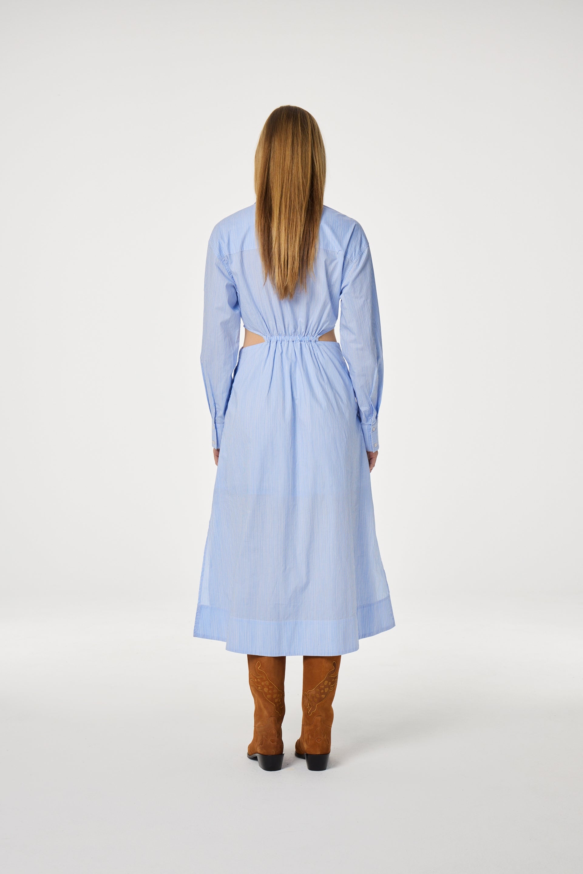 Camila Dress | Warm White/Pool Blue
