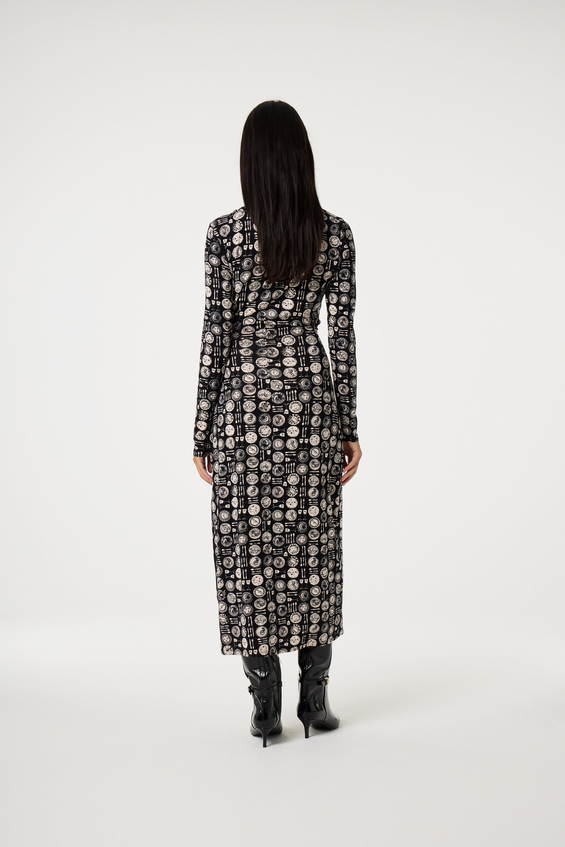 Lilo Midi Dress | Black/Creme Brulee