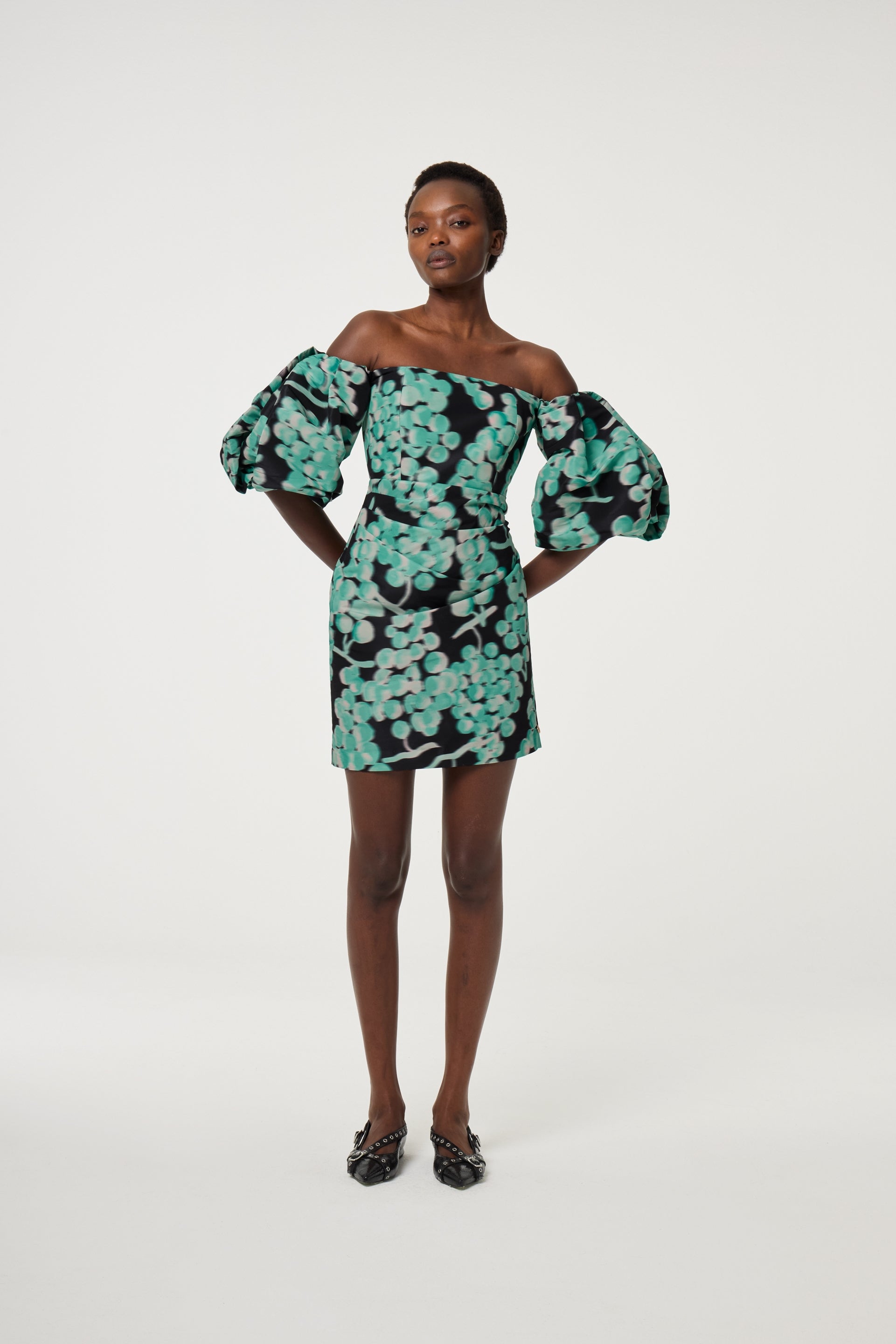 Shiraz Dress | Black/Mint Green