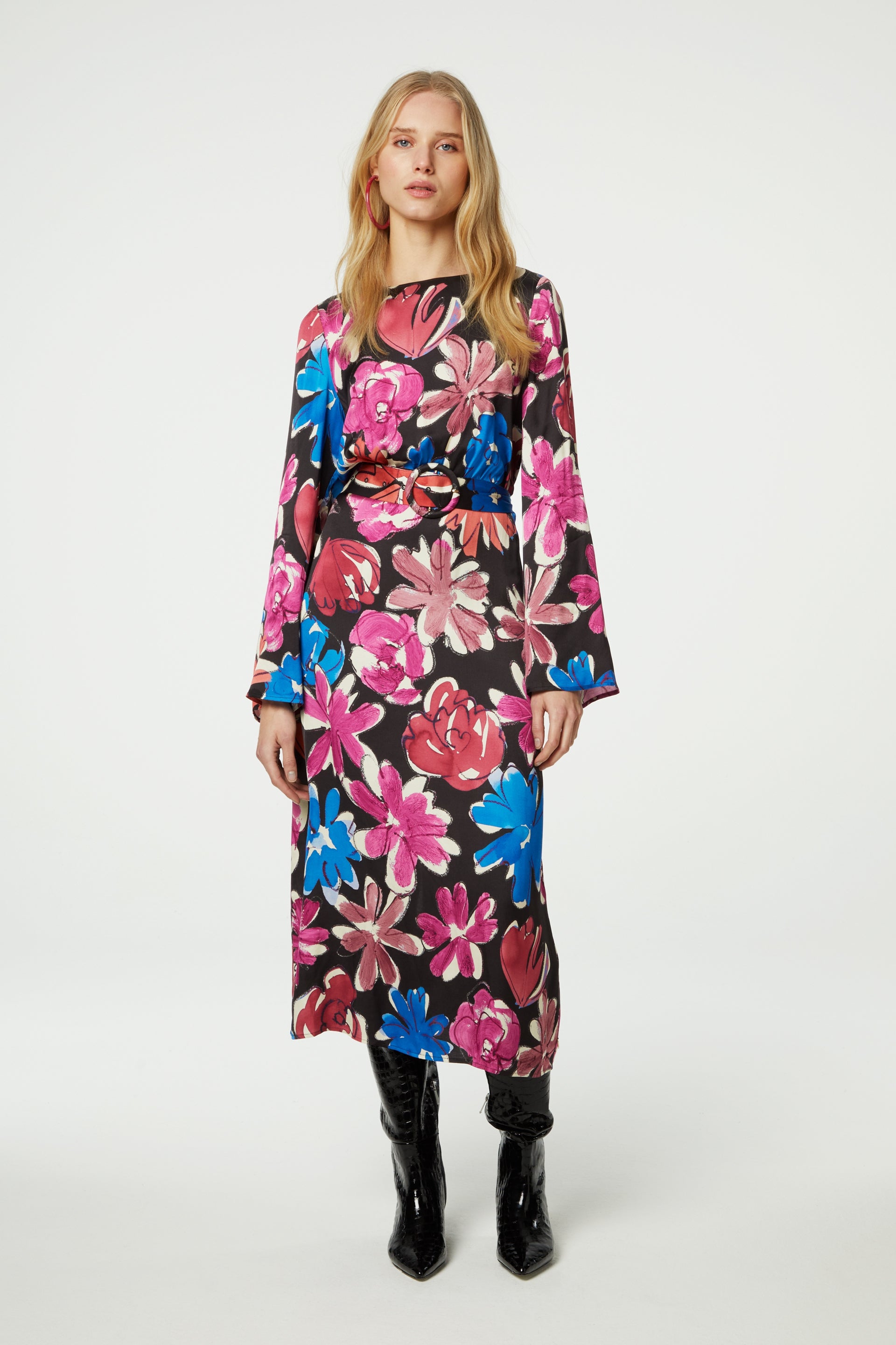 Darina Dress | Black/Bright Blue