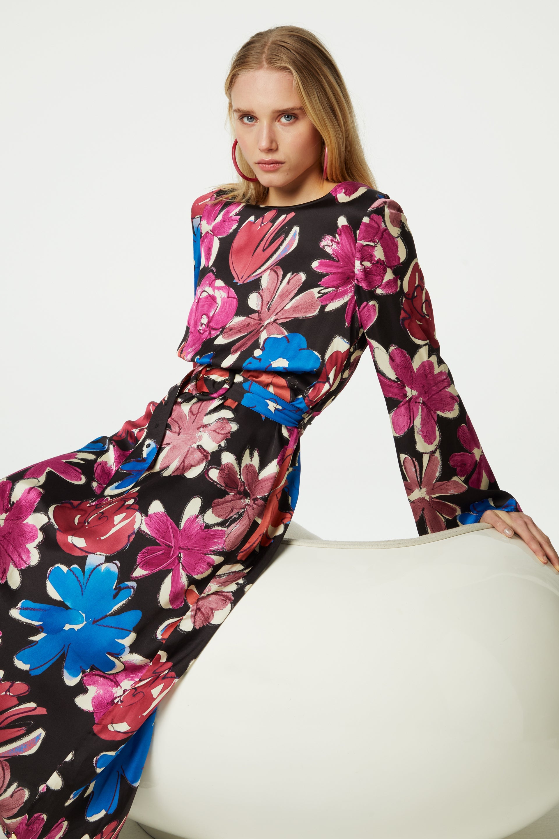Darina Dress | Black/Bright Blue