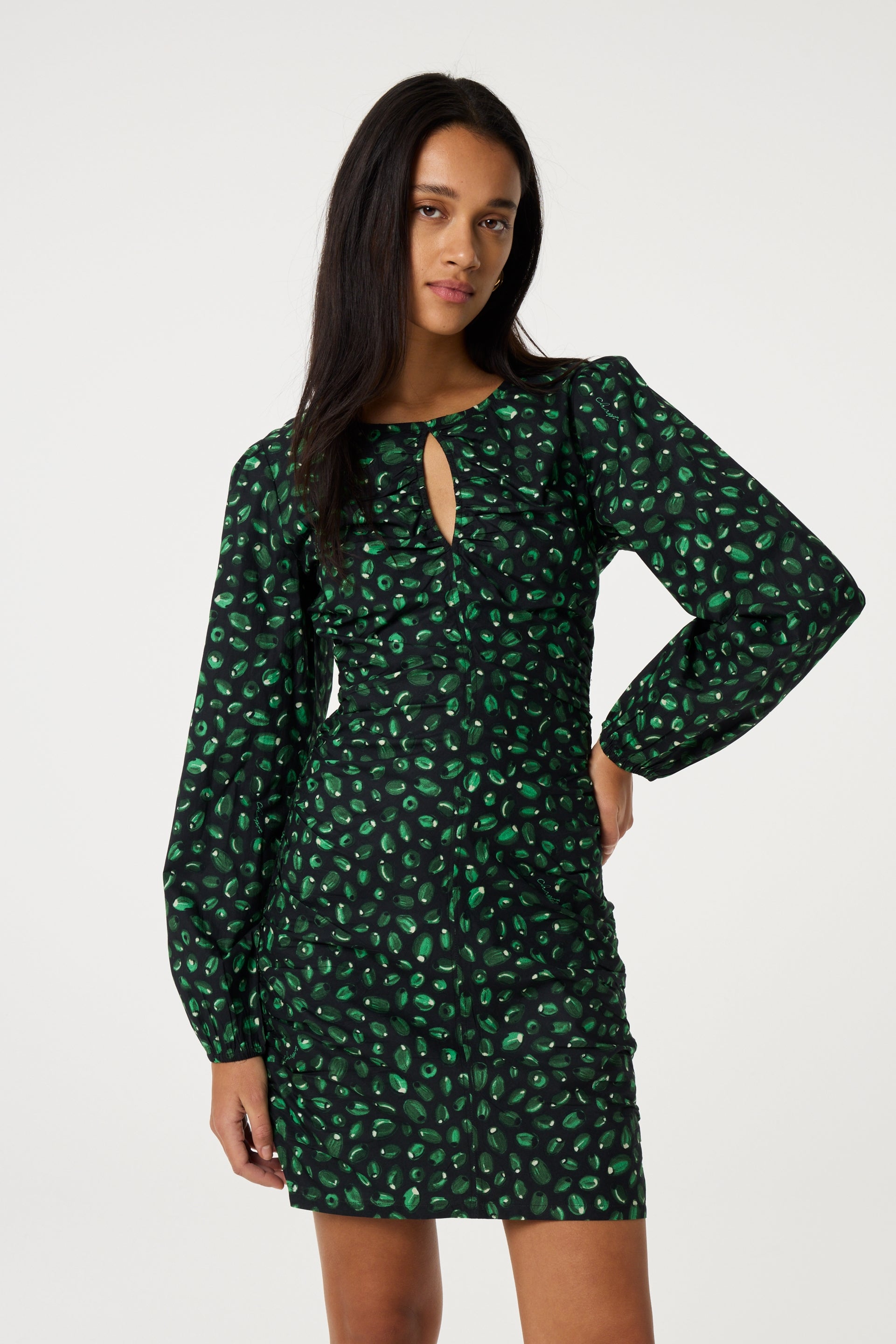 Maartje Dress | Creme Brulee/Green G