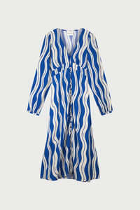 Ana Dress | Cosy White/Cobalt