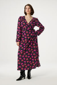 Nia Dress | Black/Cerise Red