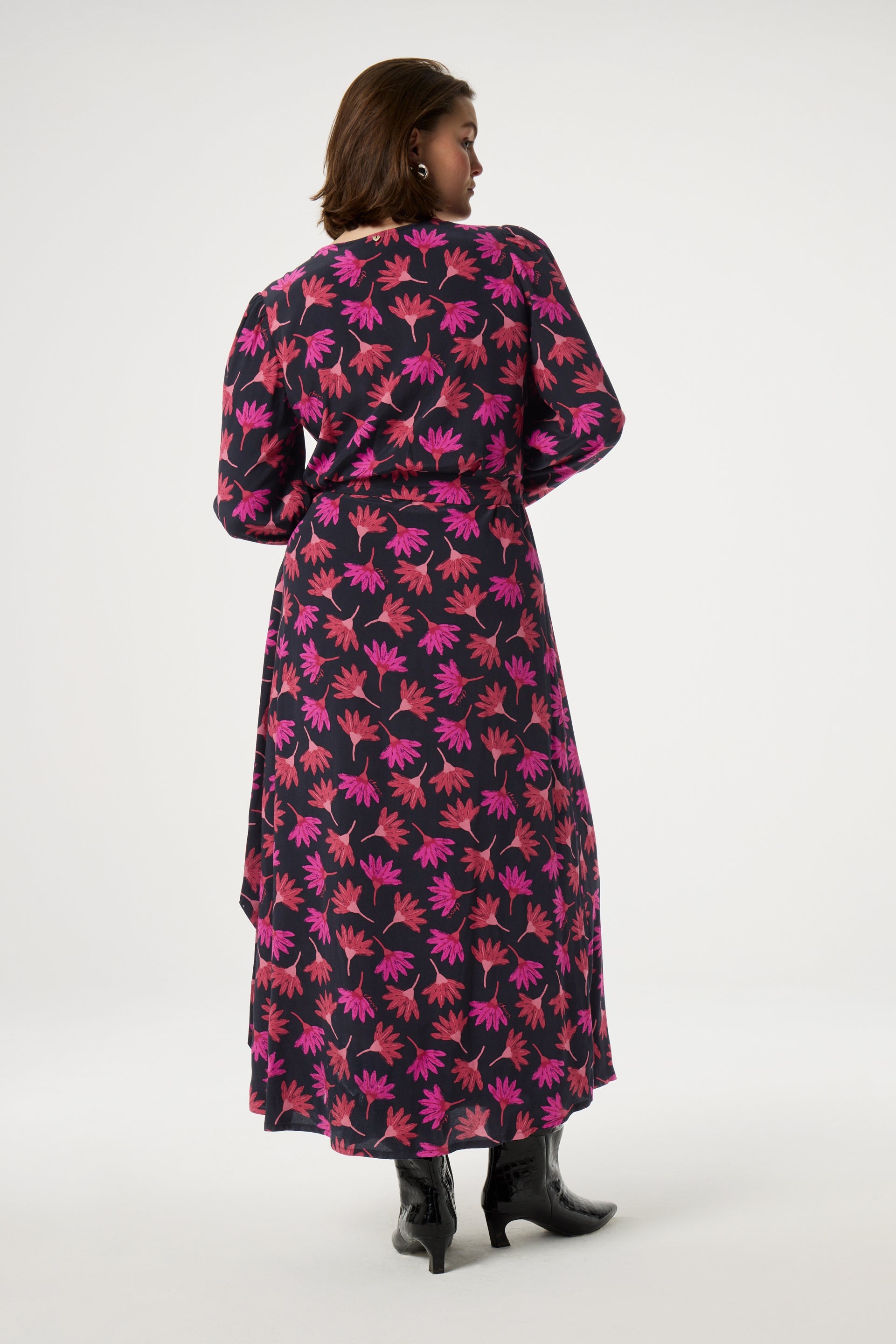 Nia Dress | Black/Cerise Red