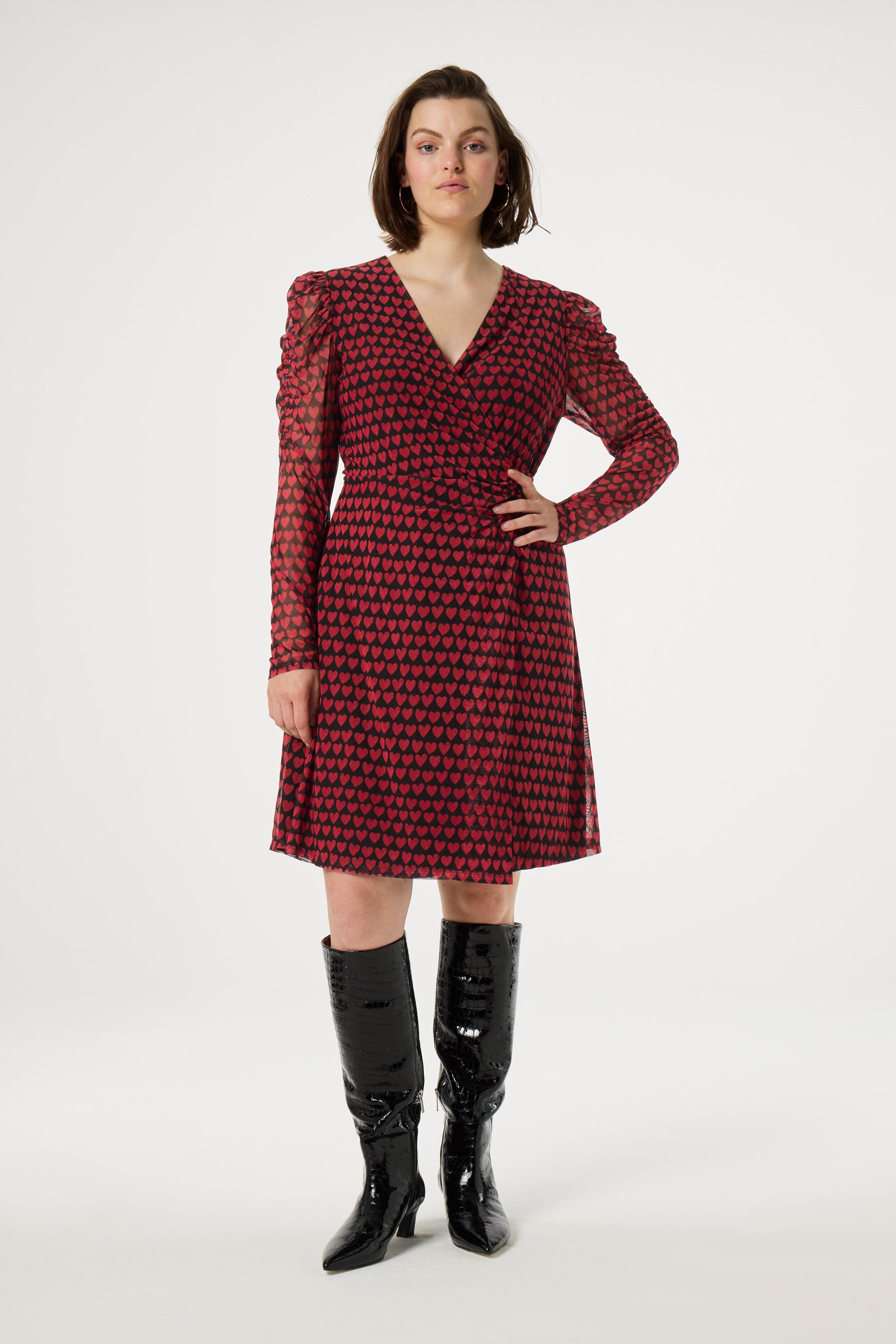 Flake Dress | Black/Cerise Red
