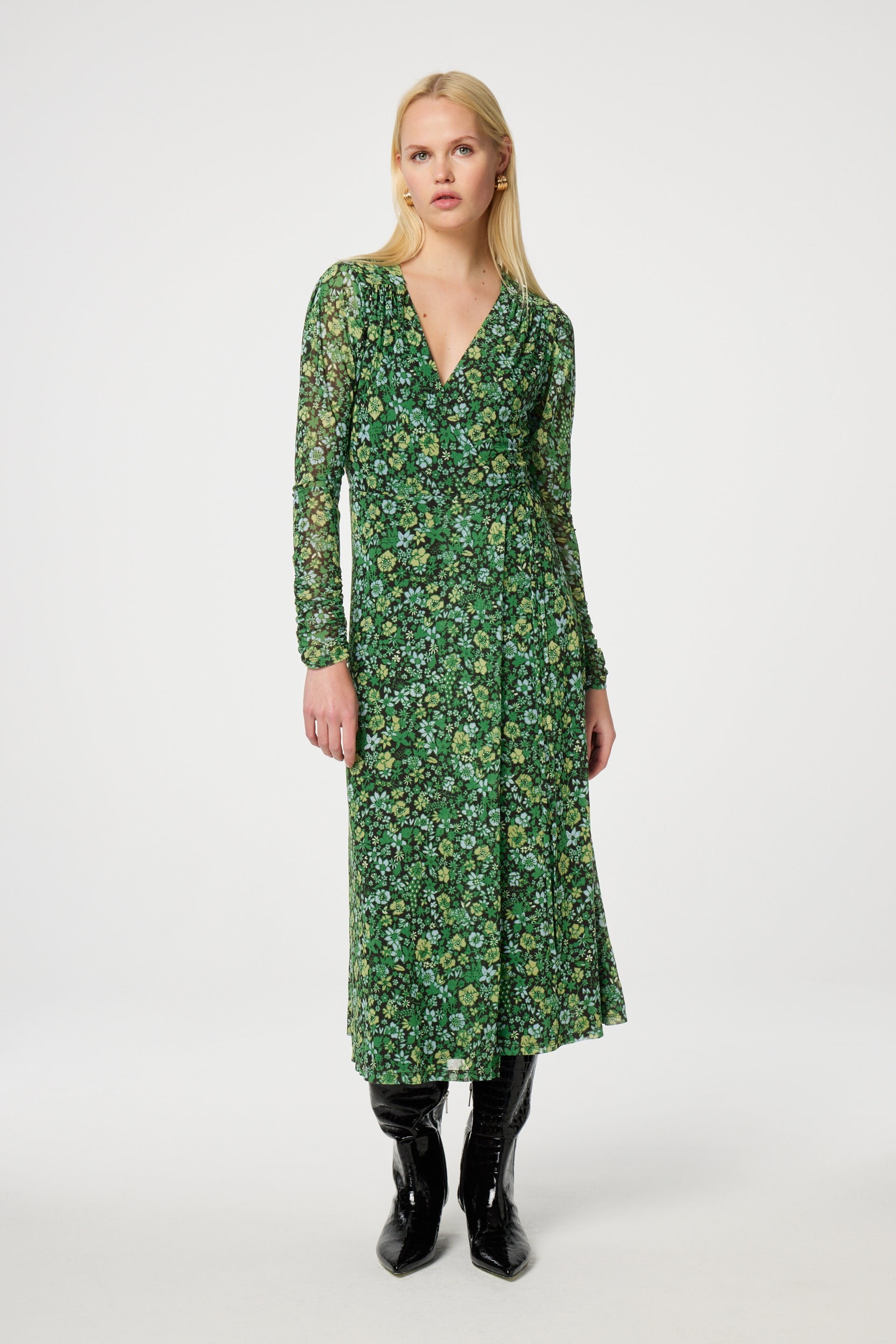 Natalie Dress | Black/Parrot Green