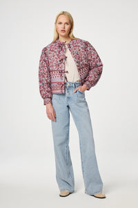 Patty Printed Jacket | Cerise Red/Powder Bl