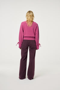 Thea Wide Leg Jeans | Deep Burgundy