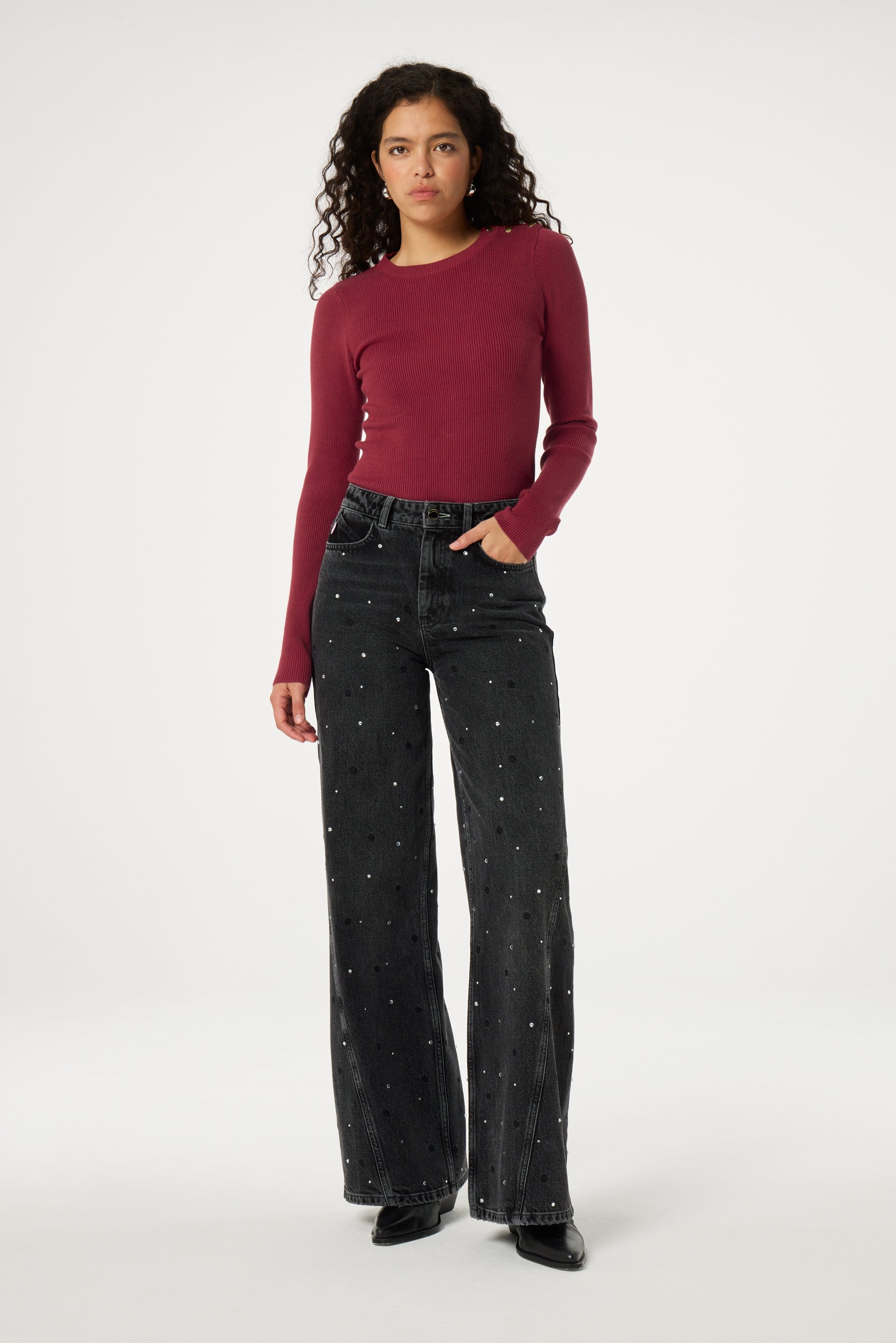 Lillian Slim Pullover | Cerise red