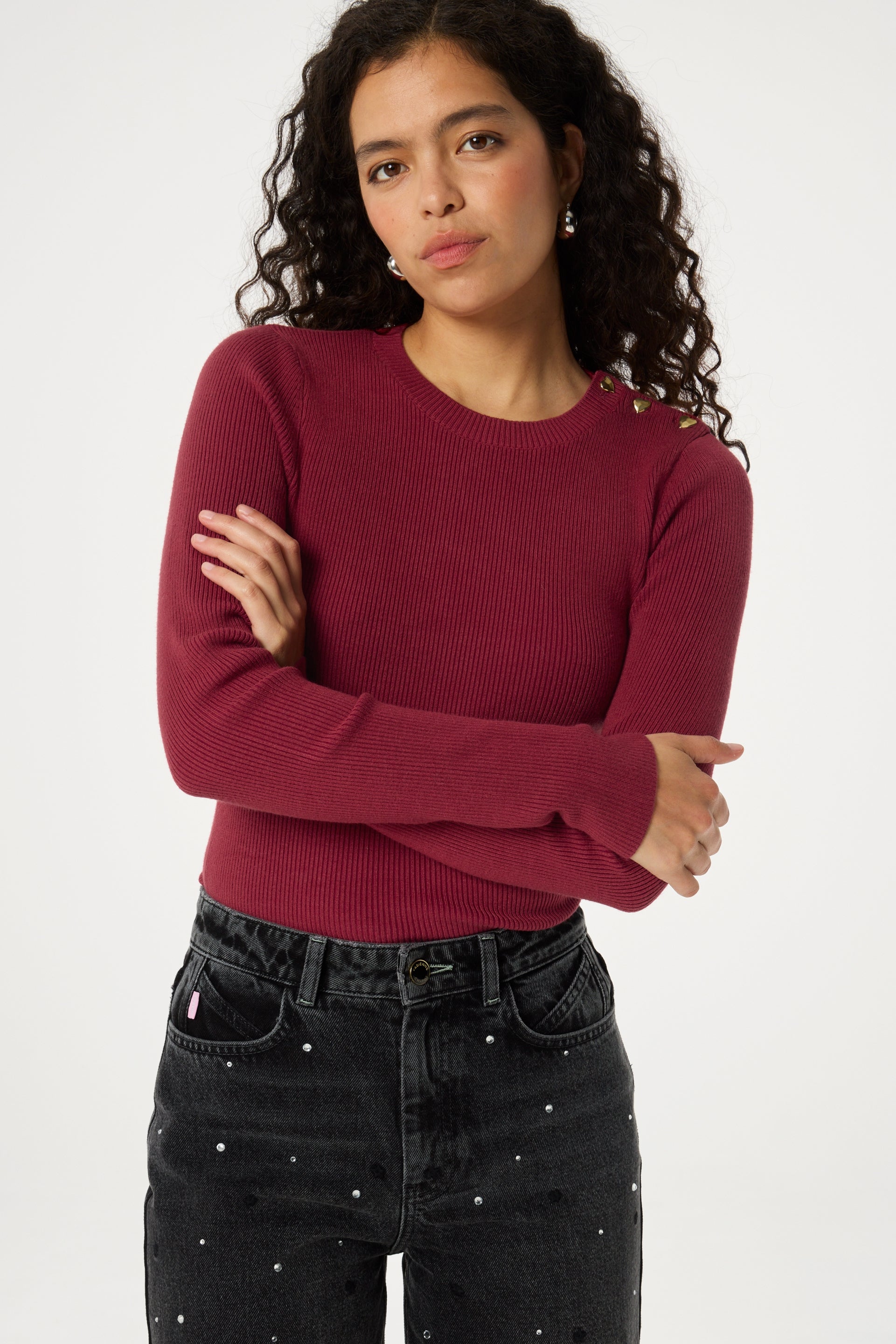 Lillian Slim Pullover | Cerise red