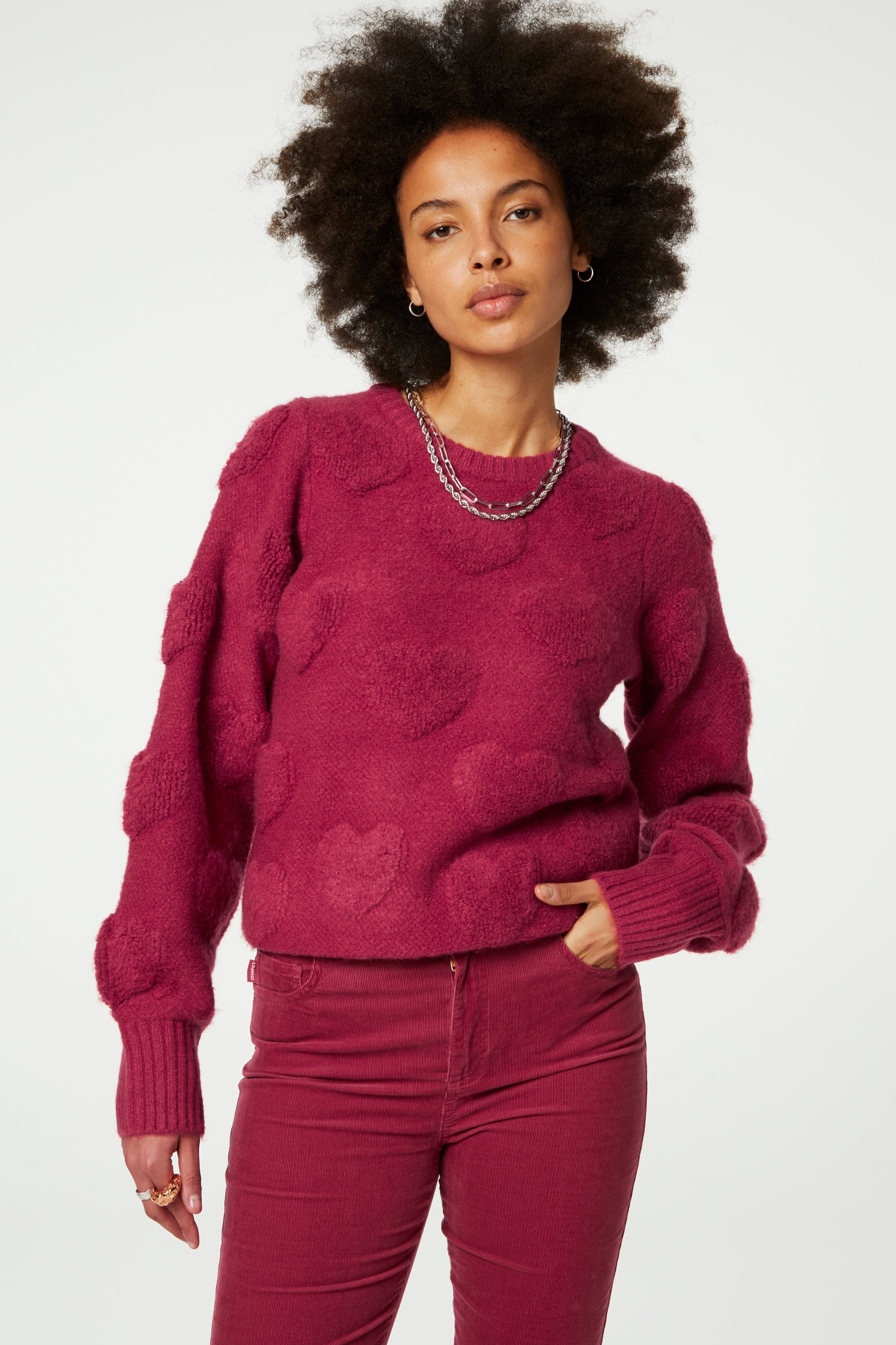 Bibian Heart Pullover | Cerise red