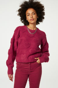 Bibian Heart Pullover | Cerise red