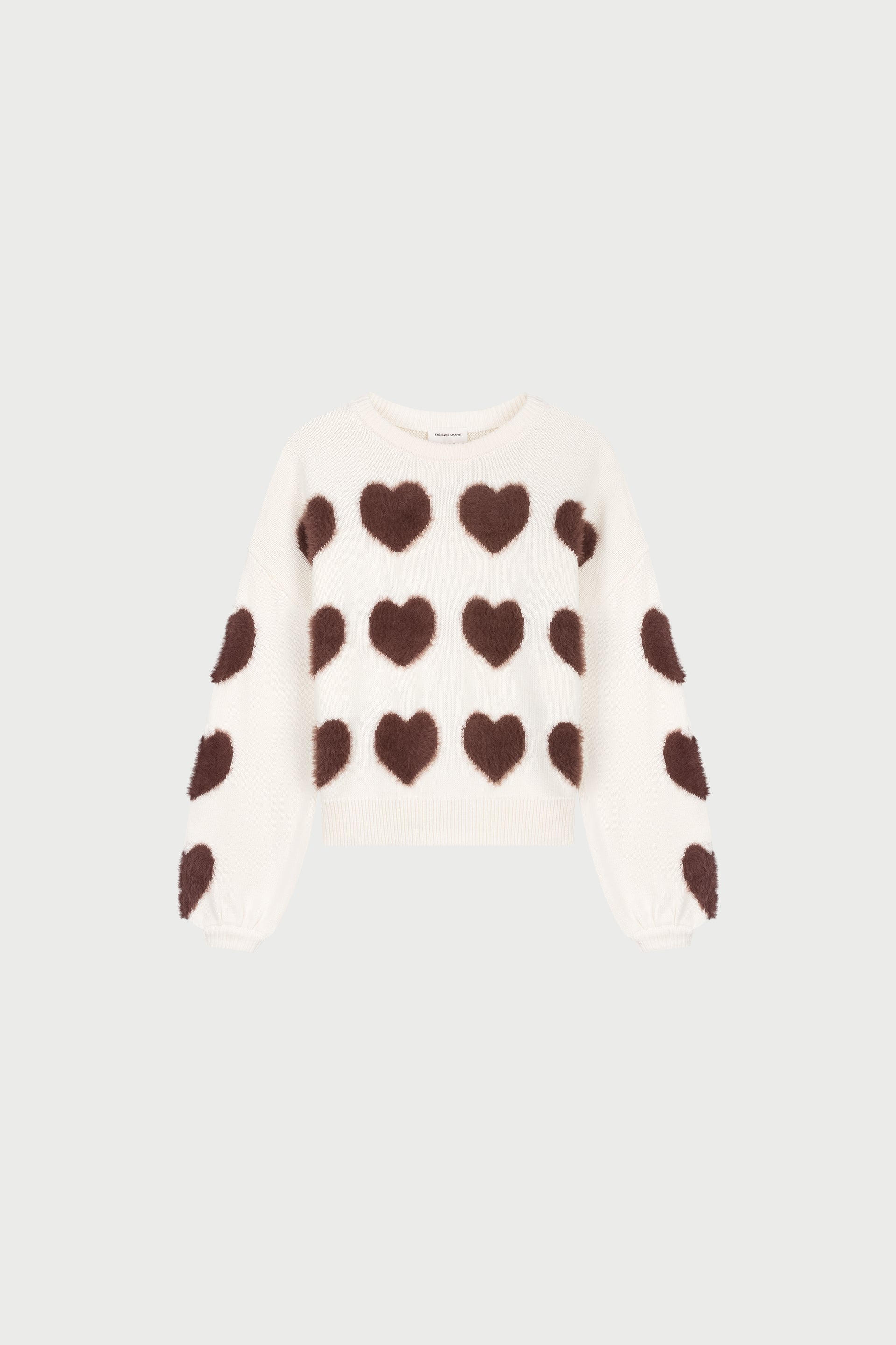 Heart Pullover | Cosy White/Mocha Brown