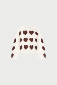 Heart Pullover | Cosy White/Mocha Brown