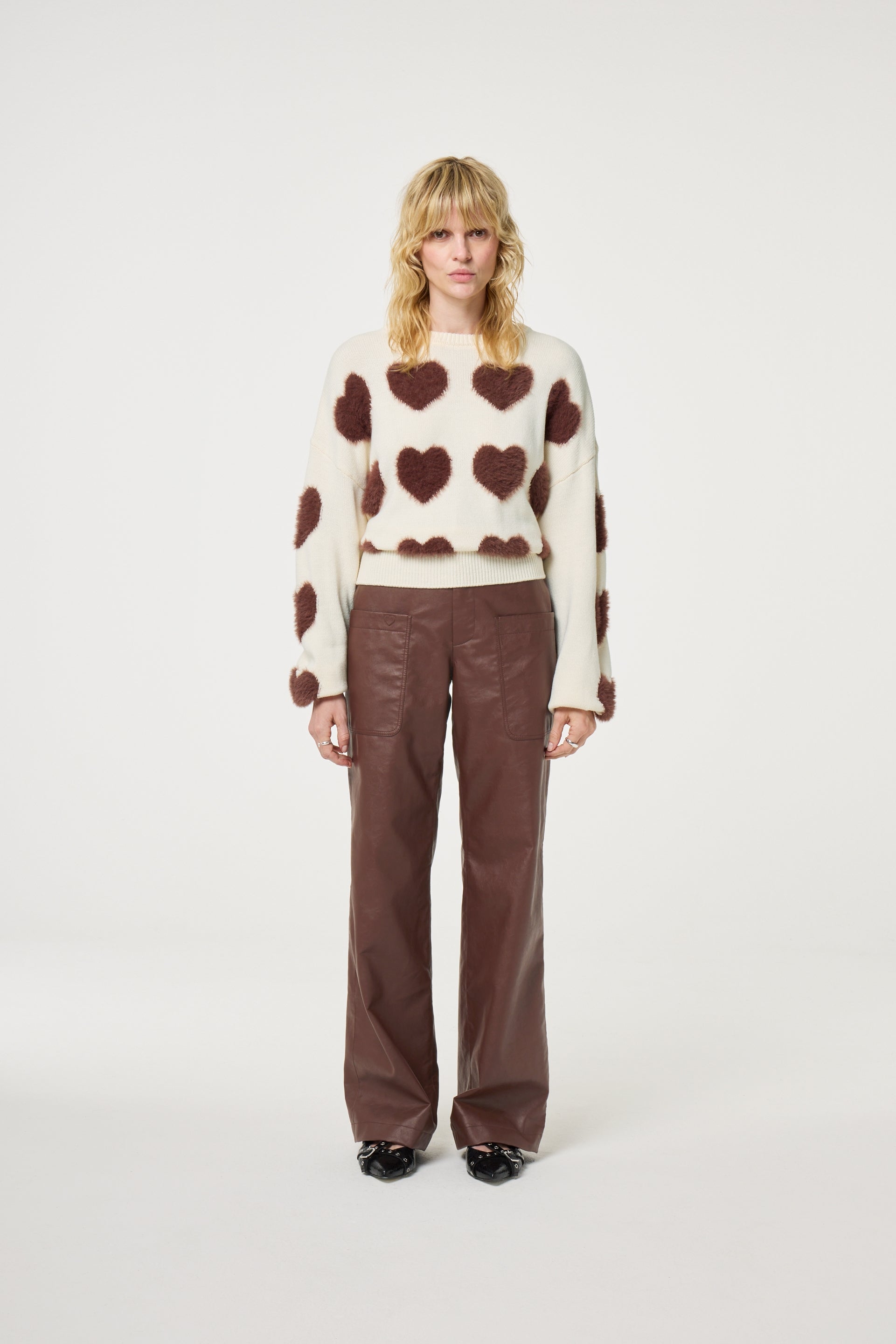 Heart Pullover | Cosy White/Mocha Brown