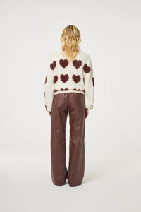 Heart Pullover | Cosy White/Mocha Brown