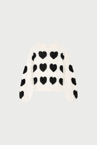 Heart Pullover | Cosy White/Black Ink