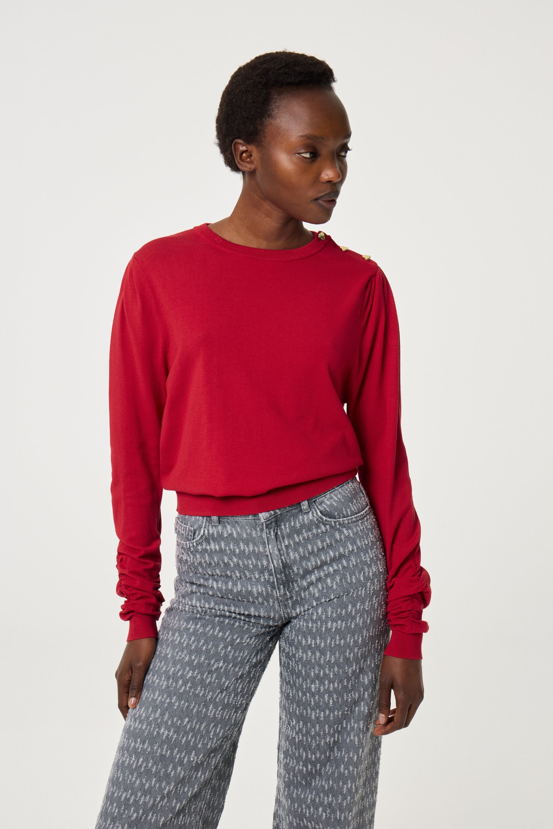 Molly Scrunch Pullover | Disco Red