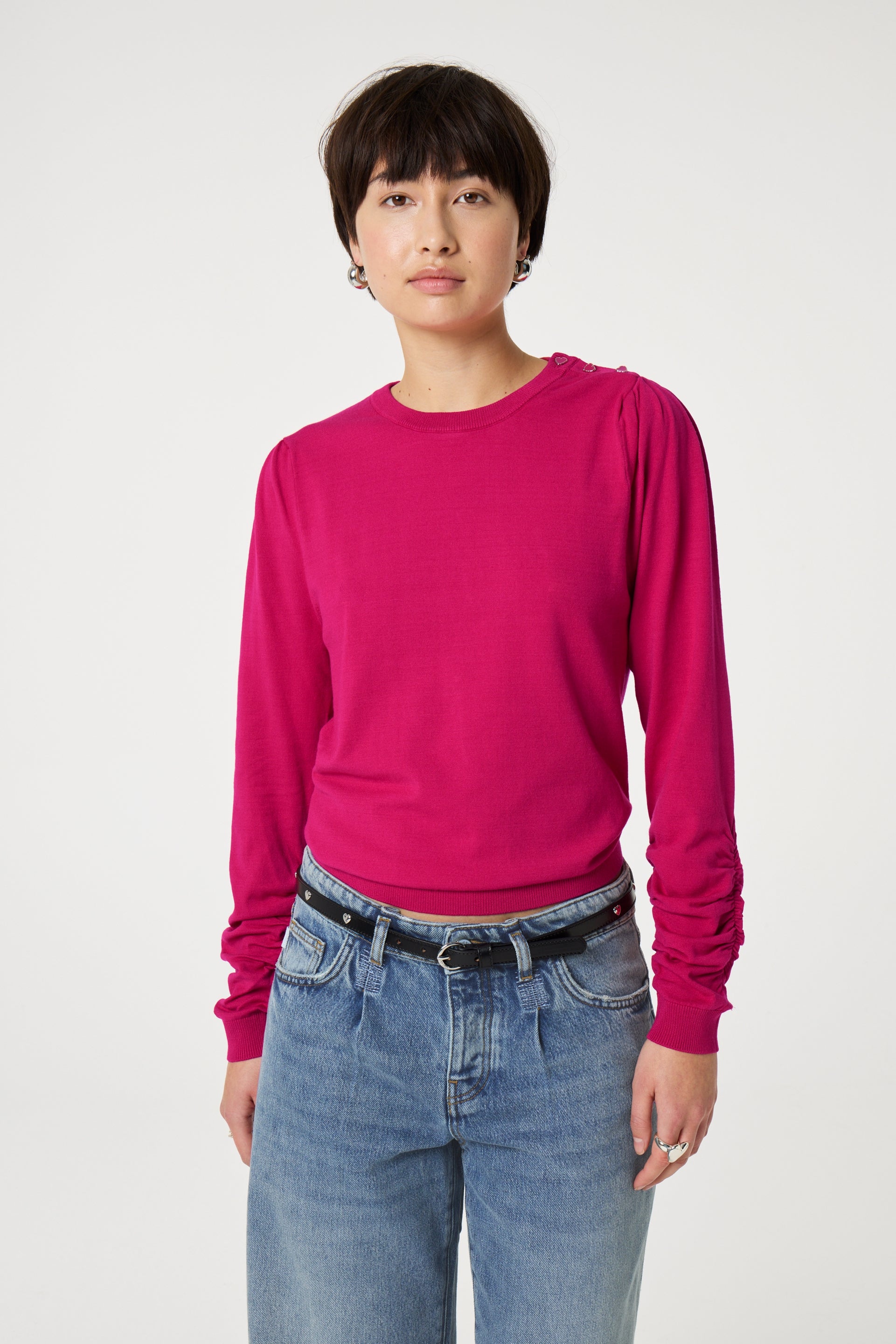 Molly Scrunch Pullover | Spicy Pink