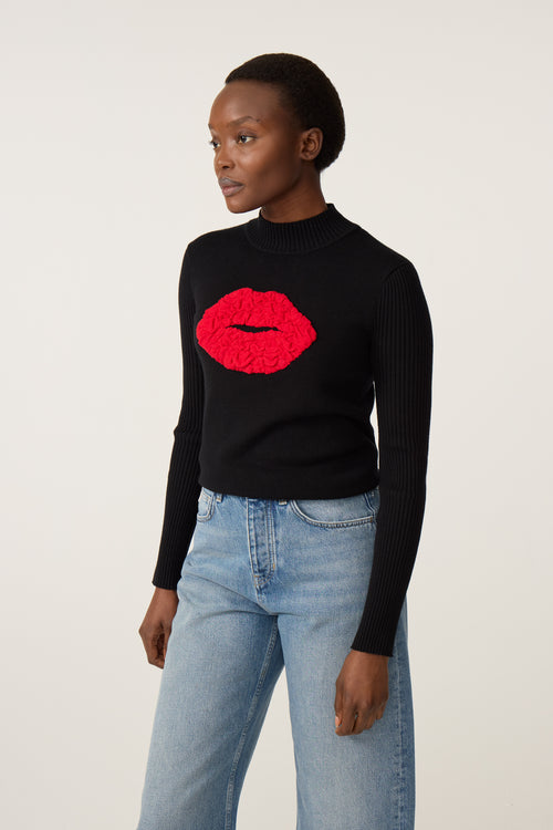 Courtney Lips Pullover | Black