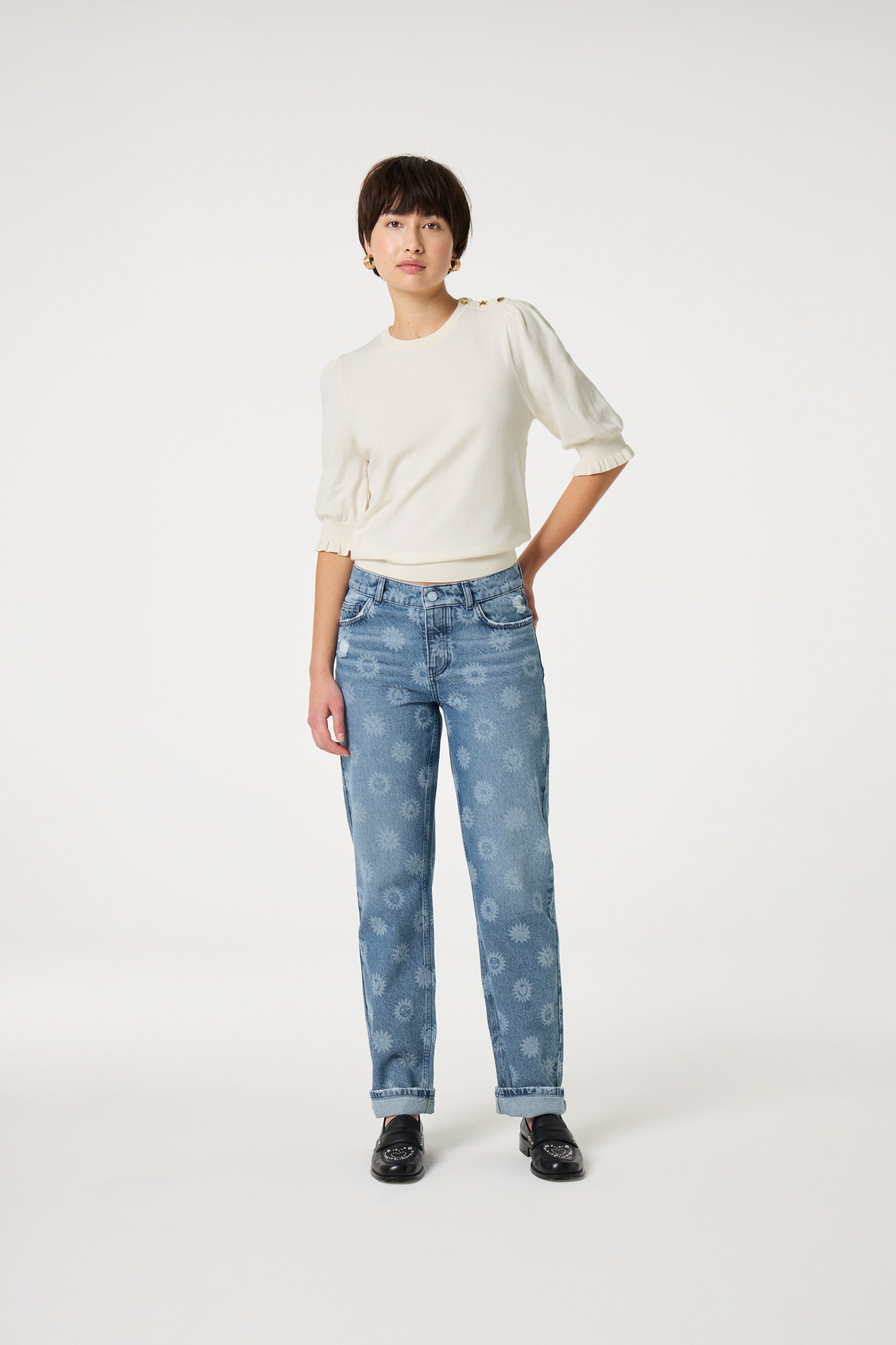 Molly Short Sleeve Pullover | Cosy White