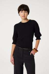 Molly Short Sleeve Pullover | Black