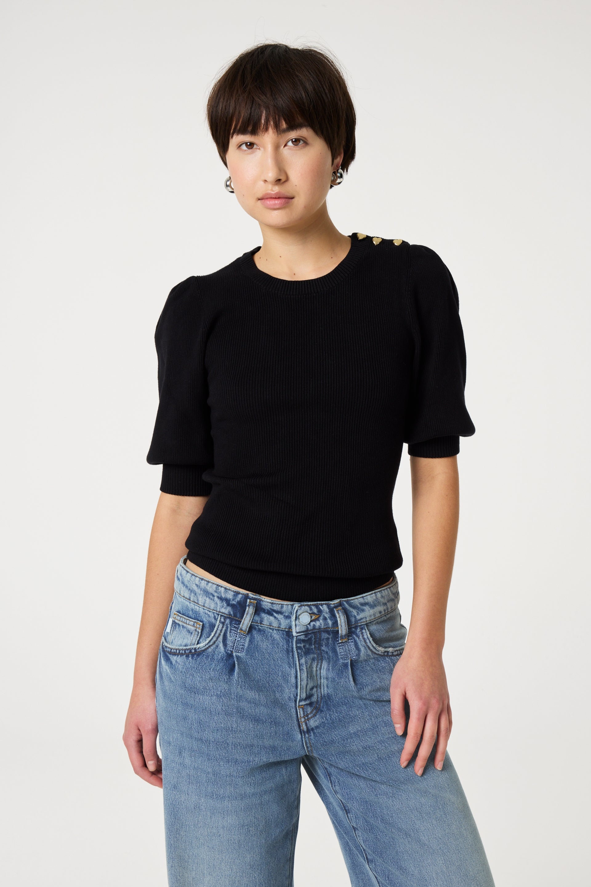 Lillian Short Sleeve Pullover | Black